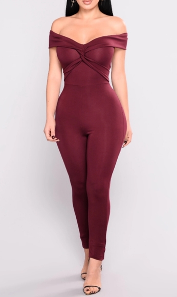 Fashion Nova Pants - Fashion Nova Twist and Take Jumpsuit Burgundy NWT